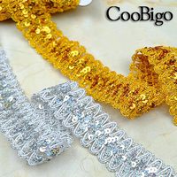 Ruban de dentelle à sequins de 26 mètres pour vêtements de scène exotiques, décoration DIY, accessoire de couture fait main, or et argent