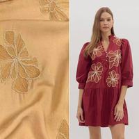 Tissu pour vêtements féminins en rayonne 100% avec impression numérique et broderie, tissu brodé pour la confection de robes