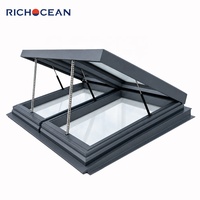 RICHOCEAN Fenêtre de toit inclinée en aluminium à ouverture électrique robuste avec store alvéolé motorisé et verre de sécurité