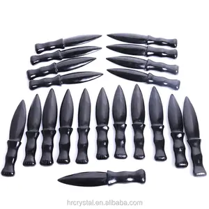 Healing Stones Swords Crafts Semi-precious Black Obsidian Knife Natural Crystal Knife Carving