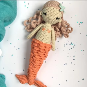 Juguete <span class=keywords><strong>de</strong></span> Peluche Personalizable <span class=keywords><strong>de</strong></span> la Sirenita <span class=keywords><strong>Ariel</strong></span>, <span class=keywords><strong>Muñeca</strong></span> Princesa con Cola Larga Naranja, Juguete Tejido a Mano para Niños - Product Image 4