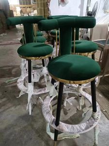 Odern-Sillas de lujo para hotel, taburete alto con soporte para exteriores, silla de Bar de terciopelo de tela para el hogar - Product Image 2