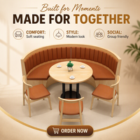 Ensemble table et chaises de restaurant occidental à prix direct usine, banquette semi-circulaire en bois pour restaurant et café