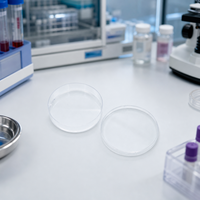 Plaques de Petri en verre borosilicate transparent OEM, plates et rondes, pour la culture tissulaire en laboratoire et à usage médical