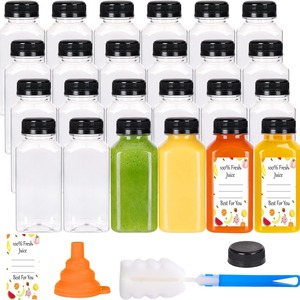 Botellas de Plástico PET Cuadradas Transparentes Personalizadas con Logotipo para Bebidas, Té, Refrescos, Cerveza, Champaña, Whisky - de 120ml a 500ml - Product Image 1