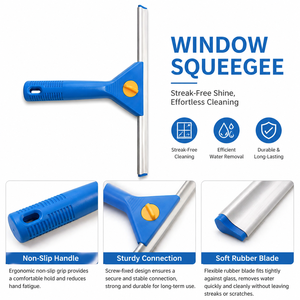 Nettoyeur de vitres professionnel avec long manche, adapté aux fenêtres intérieures et extérieures, aux vitres hautes, au nettoyage des fenêtres surélevées - Product Image 2
