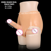 Dildo double réaliste personnalisé avec harnais-culotte, produit de fantaisie pour adultes, fabricant, commande en gros
