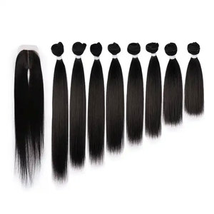 <span class=keywords><strong>Fibre</strong></span> protéinée organique résistante à la chaleur Armure blonde ombrée résistante à la chaleur Faisceaux de cheveux raides Extensions de cheveux synthétiques - Product Image 1