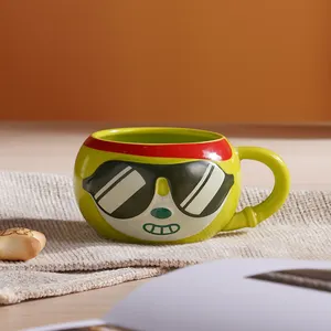 定制创意绿色可爱陶瓷杯早餐杯牛奶水杯儿童礼品