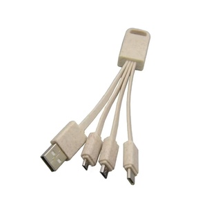 Câble de charge <span class=keywords><strong>USB</strong></span> en paille de blé écologique TPE, connecteurs <span class=keywords><strong>USB</strong></span>/<span class=keywords><strong>Micro</strong></span>/Type-C/Lightning, conception LOGO - 4 en 1, promotionnel - Product Image 2