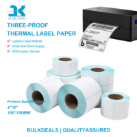 Rouleau d'étiquettes d'expédition en papier thermique direct blanc, imperméable, 100x150mm, autocollant adhésif pour la logistique des supermarchés et l'emballage