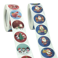 Autocollants de Noël 500 pièces 1 pouce 1,5 pouces Étiquettes autocollantes cadeau Père Noël pour emballage de bonbons pour enfants Rouleaux d'autocollants adhésifs