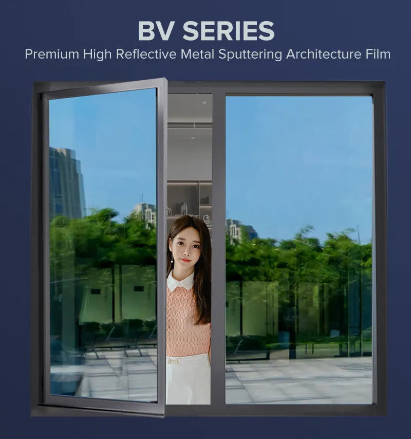 Wego Film pour fenêtre de bâtiment solaire haut de gamme VLT42 % IRR90 % Film d'architecture haute réflexion 2mil épaisseur complète en stock