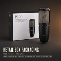 Microphone à condensateur à large diaphragme P220 pour studios d'enregistrement et applications scéniques, micro vocal cardioïde filaire