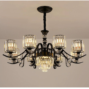 Lámpara de araña de cristal de lujo con múltiples cabezales, luz LED E27 para sala de estar, dormitorio, villa, hogar, lámpara de techo de diseño redondo - Product Image 3
