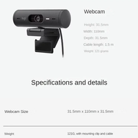 Webcam Brio 500 1080p HDR Full HD dengan Koreksi Cahaya dan Auto-framing
