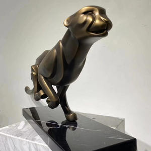 Fabricant de statues de panthère moderne personnalisées Décoration extérieure Métal Art Acier inoxydable Bronze coulé Sculpture de léopard - Product Image 3