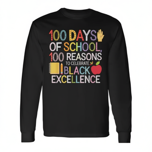 100 Días de Escuela, 100 Razones para Celebrar la Excelencia Afroamericana, Camiseta de Manga Larga - Product Image 2