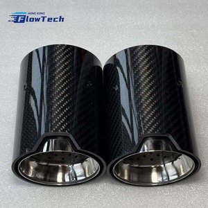 ปลายท่อไอเสียแบบเดี่ยวขนาด 120 มม. สำหรับ BMW ทำจากคาร์บอนไฟเบอร์แท้และสแตนเลสสตีล สีเงิน/ดำ สำหรับตกแต่งรถยนต์ - Product Image 3
