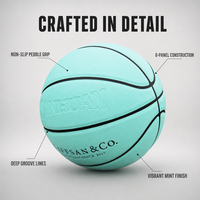 Ballon de basket bleu tailles 4-7 en cuir PU anti-humidité avec logo personnalisé et gravure sur mesure