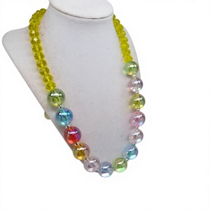 Funky Resin Beaded <b>Necklace</b> Fashion With Heart Shape Colorful Stones For Party Gift Unisex Trendy <b>Statement</b> Jewelry for Woman - Product Image 3