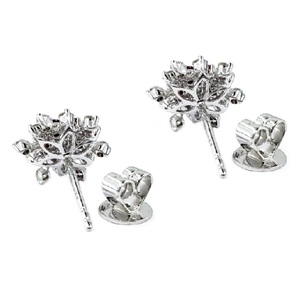 Boucles d'oreilles clous vintage en or blanc massif 18 carats KOK, taille brillant, avec diamants véritables sertis à griffes, pour mariage et soirée, pour femme - Product Image 3