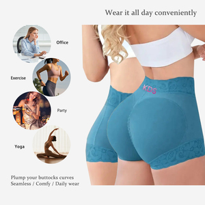 Faja pantalón corto de cintura alta levanta glúteos y control de abdomen para mujer, con <span class=keywords><strong>cinturilla</strong></span> de encaje colombiano y 4 varillas de acero. - Product Image 5