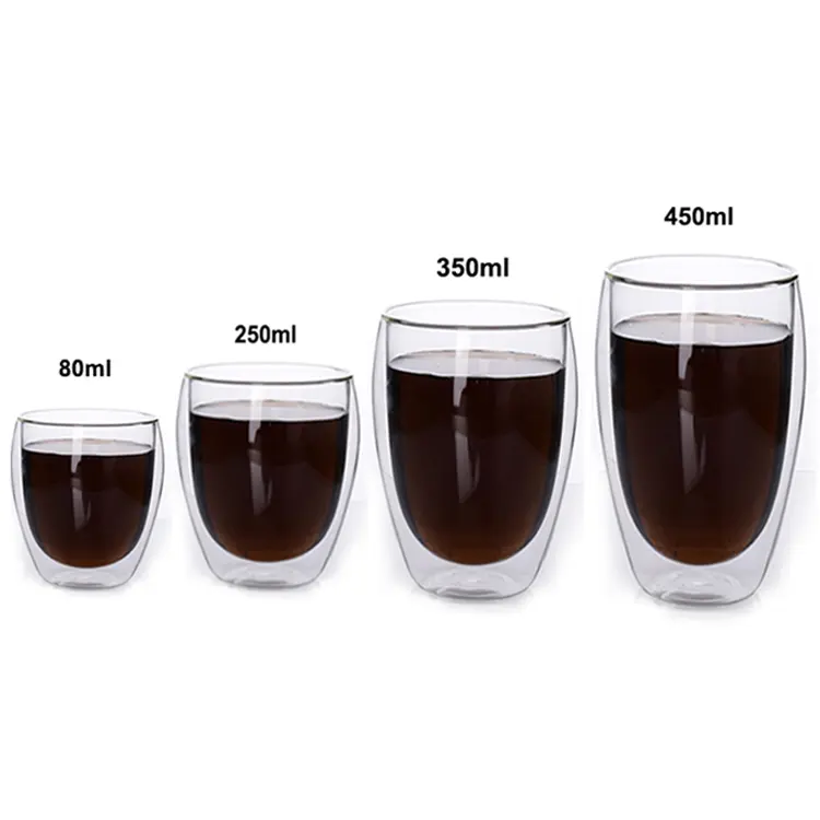 Reusable Hand Blown Double Wall Glass Latte Espresso Cappuccino Glasses Ices Tea Coffee Cup