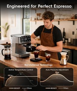 Machine à expresso et cafetière combinée 4 en 1 ecozy avec mousseur à lait - Product Image 4