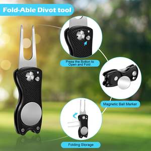 Kit de nettoyage personnalisé pour clubs de golf, nettoyeur de clubs de golf avec serviette de golf, outil de réparation de divots, aiguiseur de rainures, kit d'alignement de balles de golf - Product Image 4