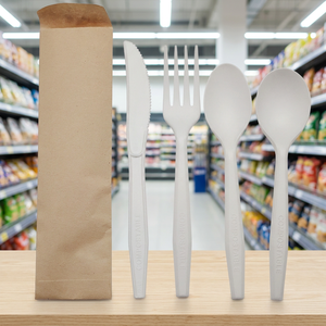 Ensemble de couverts jetables compostables en CPLA 2026 (couteau, fourchette, cuillère) pour les épiceries et supermarchés - Product Image 1