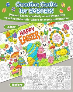 Nappe géante à colorier pour Pâques 35" X 75" - Activités créatives <span class=keywords><strong>de</strong></span> Pâques pour enfants, bannière et affiche géantes en papier - Product Image 2