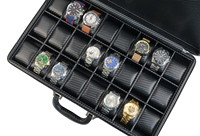 Valise de voyage portable en cuir pour hommes, mallette de voyage personnalisée avec logo, boîte à montres 10/24 emplacements