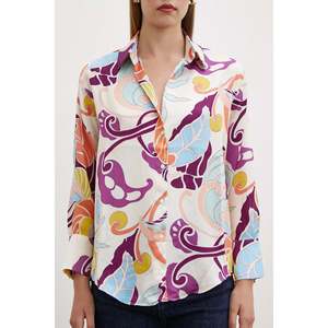 Camisa de Seda con Estampado Floral para Mujer, Blusa Casual con Botones, para Uso Diario - Product Image 5