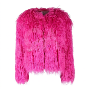 Veste en fourrure de Mongolie courte pour femme, tendance de l'hiver, vêtements d'extérieur d'hiver pour femme, manteau en fourrure de Mongolie moelleux - Product Image 1