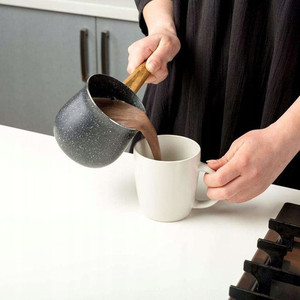 <span class=keywords><strong>Dalebrook</strong></span> Ấm Cà Phê Thổ Nhĩ Kỳ Ấm Cà Phê Cổ Điển Bằng Nhôm Tráng Men Ả Rập Hy Lạp Bộ Ấm Sữa Cốc Bơ Tay Cầm Bằng Gỗ - Product Image 3