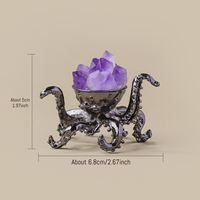 Ornement en cristal d'améthyste électroplaqué en forme de pieuvre, fleur d'améthyste brute en forme de pieuvre pour la décoration intérieure et la collection