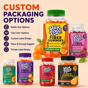 High Quality Health Food Vegan Prebiotic Formula Plant Based Support Digestive Wellness No Sugar Orange Adult Fiber Gummies - Product Image 5