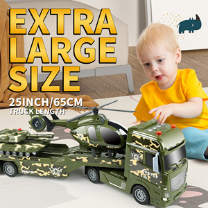 Dwi Dowellin Military Tank Helicopter Transporter 3 en 1 Semi Carrier Car Army Toys avec lumières et sons pour enfants - Product Image 6