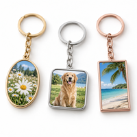 Porte-clés rectangulaire en métal avec image personnalisée, logo sur mesure, vente en gros, cadeau promotionnel, fournisseur, fabricant
