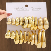 CLBX Lot de 10 boucles d'oreilles géométriques gouttelettes d'eau pour femmes, combo clous et cerceau en résine, vente en gros de bijoux de mode à la mode