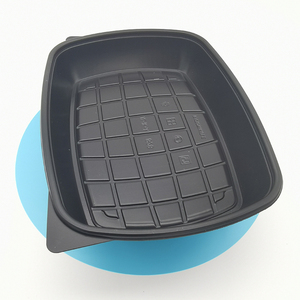 Black disposable fish meat food storage containers with lids plastic take away food containers food disposable container