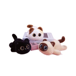 Adorable Gato Negro Pequeño Acostado, Diseño Calico y Siamés, Juguete de Peluche de Poliéster Súper Suave, Muñeco de Confort, Regalo Unisex - Product Image 5