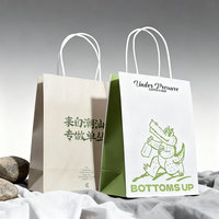 Sacs de shopping en papier kraft blanc et brun personnalisés en gros avec poignées, sacs à emporter pour la restauration