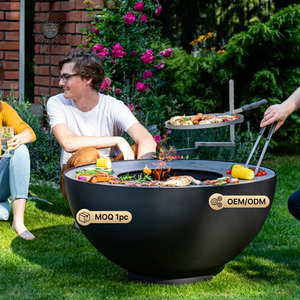 Parrilla de Carbón Multiusos Versátil Gnee, Acero Corten con Acabado Oxidado, Brasero para Exteriores, Llama de Alta Presión, Seguridad, Personalizable - Product Image 1
