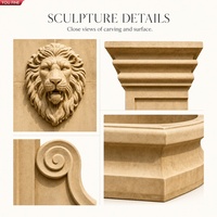 YOUFINE Fontaine murale en pierre de travertin sculptée à la main avec tête de lion pour la décoration de la cour, du jardin et de la terrasse