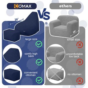 YILISTAR Kids Bean Bag Sillón de PANA con otomana para niños y niñas Espuma completa comprimida para sofás de sala de estar <span class=keywords><strong>Bebe</strong></span> - Product Image 5