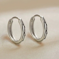 Anting Perak Sterling 925 EK615 untuk Wanita, Anting Cuff Keren dan Bergaya, Anting Hoop Minimalis Sederhana