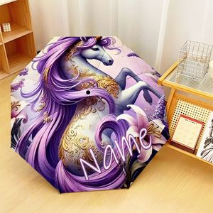 1 Parapluie Pliant Personnalisé Licorne Florale Sans MOQ, Cadeau Rêveur avec Nom Personnalisé, Commande Unique, Ombrello Personnalisato - Product Image 4