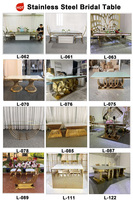 LISSE Beaux Styles Or Verre Table Ronde En Acier Inoxydable De Mariage Table À Manger Banquet De Luxe Table En Métal